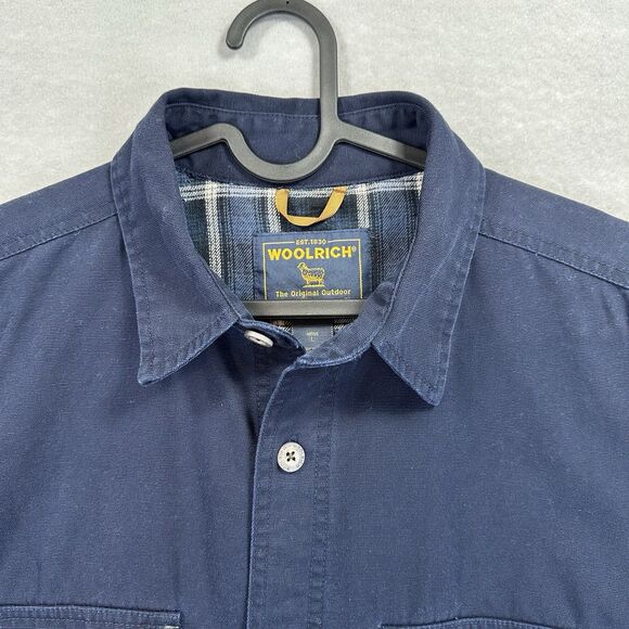 Woolrich Men's L Blue Flannel Lined Button Heavy Workwear Shirt Jacket Large VTG - Picture 12 of 14
